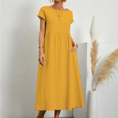 Vestido Midi Manga Curta Pamela