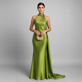 Vestido Longo de Festa Halter Enrolado