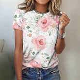 Blusa Feminina Maga Curta Floral - Coradon