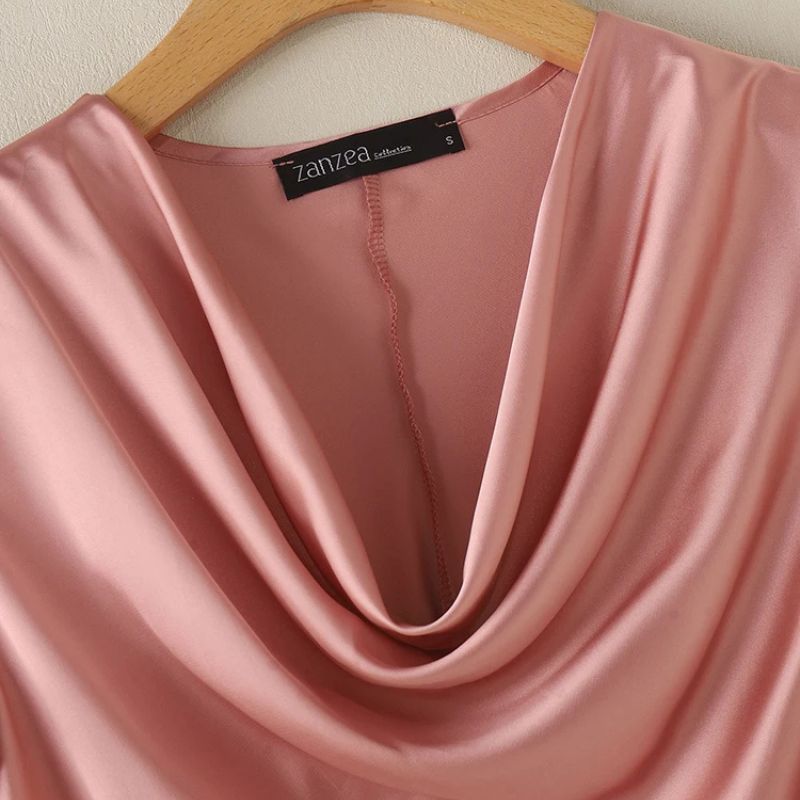 Blusa Feminina Seda Manga Curta Caryne