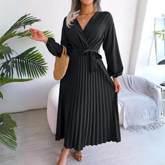 Vestido Longo Elegante Plissado Tamylis FLASH