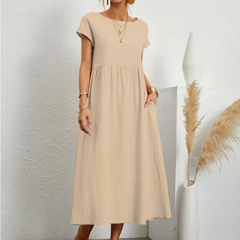 Vestido Midi Manga Curta Pamela