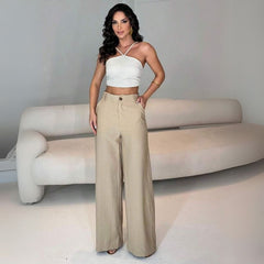 Calça Feminina Pantalona Social Alfaiataria Cloe