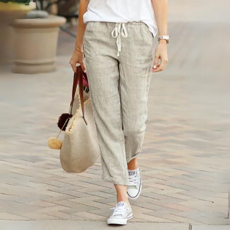 Calça Feminina De Algodão Manu Bege - Coradon