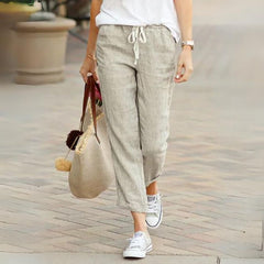 Calça Feminina De Algodão Manu Bege - Coradon