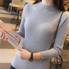 Blusa Feminina Manga Comprida Canelada Liza Cinza - Coradon