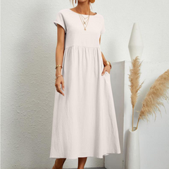 Vestido Midi Manga Curta Pamela