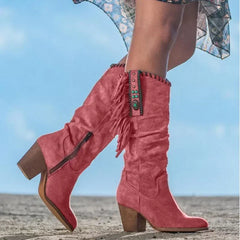 Bota-Texana-Feminina-Country-Castela-Modelo-Rosa