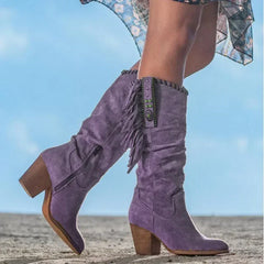 Bota-Texana-Feminina-Country-Castela-Modelo-Roxo