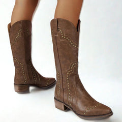 Bota Texana Feminina Country Marrom Boiadeira