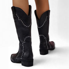 Bota-Texana-Feminina-Country-Preta-Boiadeira-costas