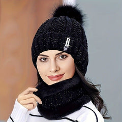 Gorro-e-Cachecol-Feminino-de-Croche-Marcia-Preto
