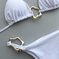 Biquíni Cortininha Com Detalhes Dourados Joyce