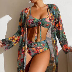 Conjunto Biquíni Saída De Praia Floral - Coradon