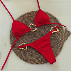 Biquíni Cortininha Com Detalhes Dourados Joyce