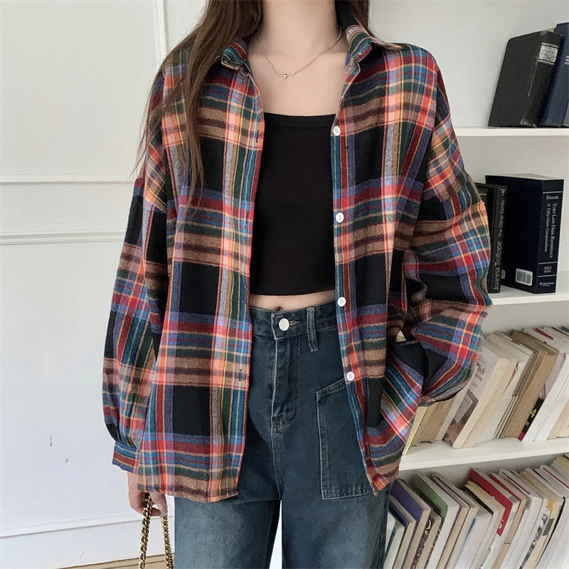Camisa Feminina Xadrez Bufante Viena