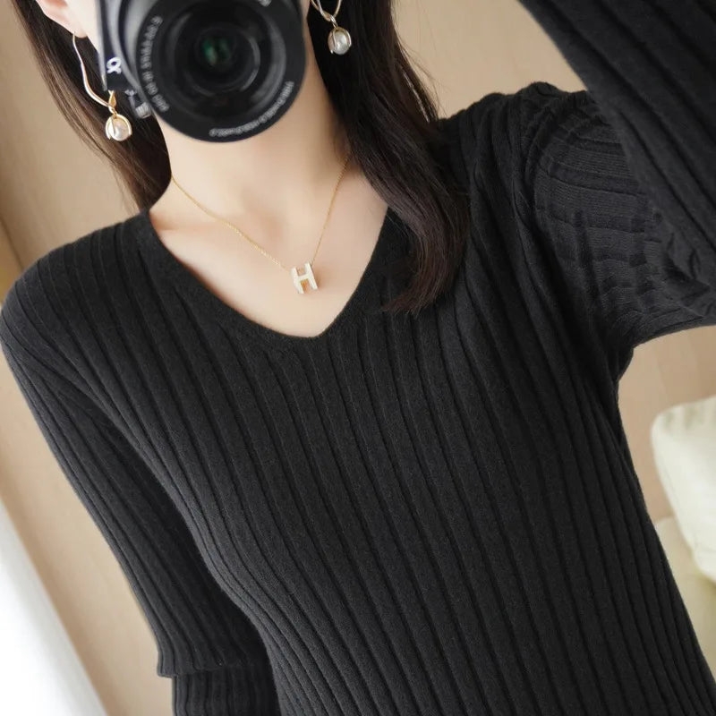 Blusa Feminina Manga Comprida Canelada Helena - Coradon