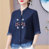 Camisa Feminina Floral Gola V Adhalia
