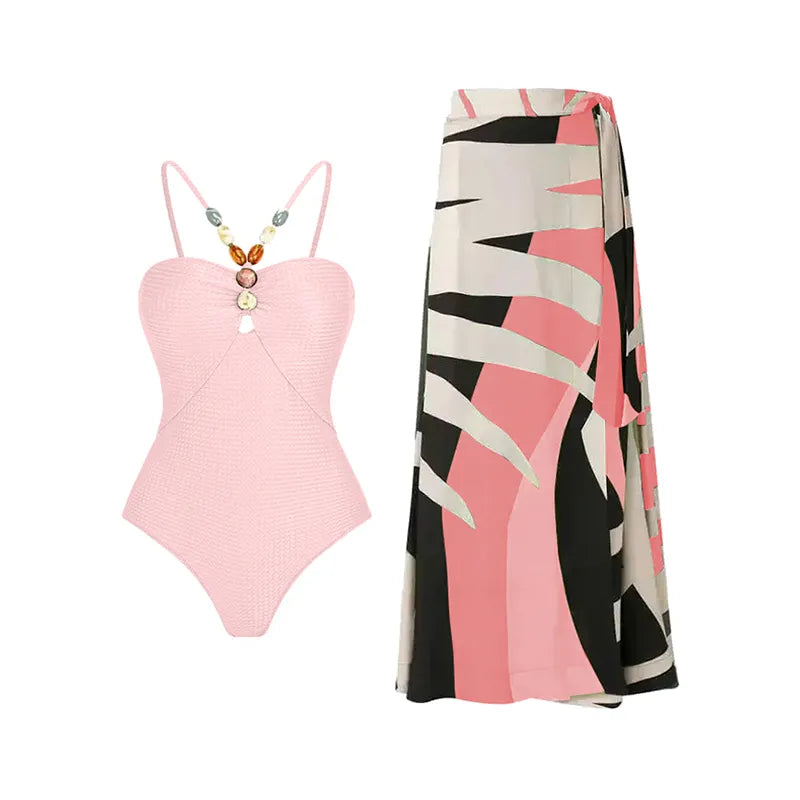 Maiô Feminino e Saia Pareô Clarisse Rosa - Coradon