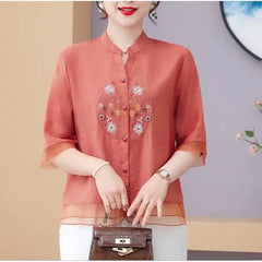 Camisa Feminina Floral Gola V Adhalia