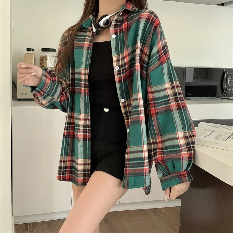 Camisa Feminina Xadrez Bufante Viena