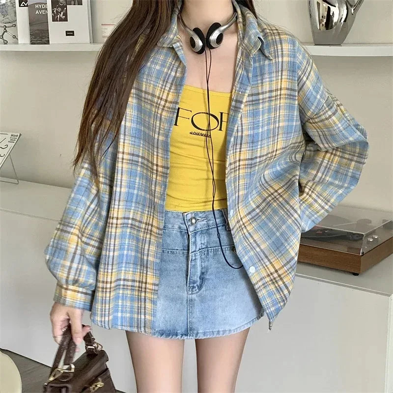 Camisa Feminina Xadrez Bufante Viena