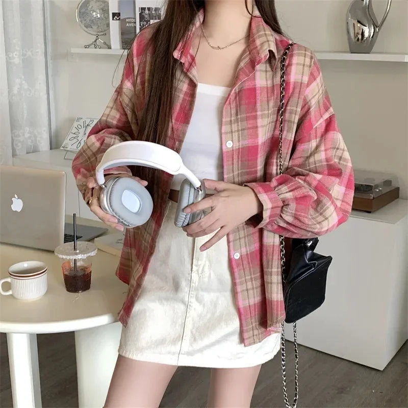Camisa Feminina Xadrez Bufante Viena