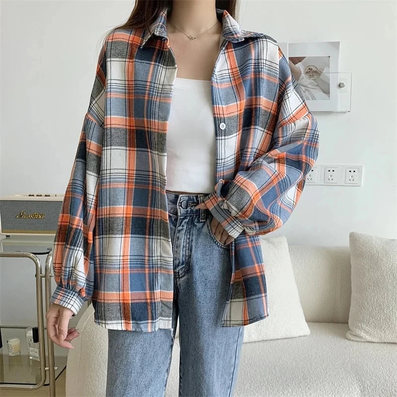 Camisa Feminina Xadrez Bufante Viena
