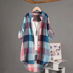 Camisa Feminina Xadrez Alongada Sabrina