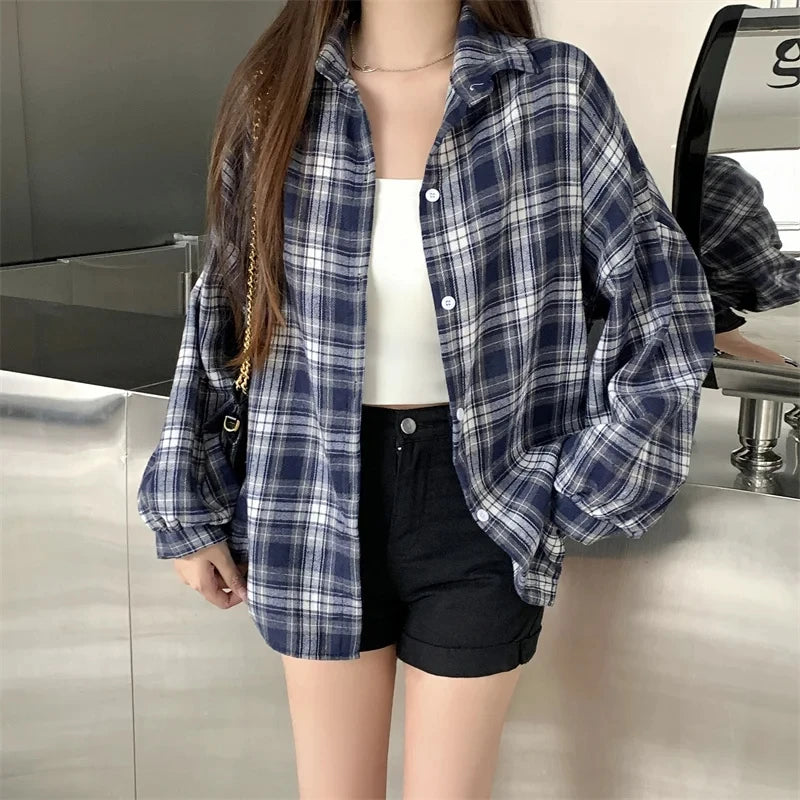 Camisa Feminina Xadrez Bufante Viena
