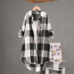 Camisa Feminina Xadrez Alongada Sabrina