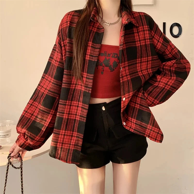 Camisa Feminina Xadrez Bufante Viena