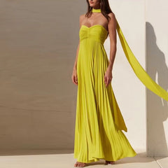 Vestido Longo Festa Plissado Eva