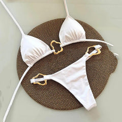 Biquíni Cortininha Com Detalhes Dourados Joyce