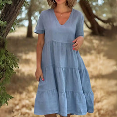 Vestido Midi De Linho Paola FLASH