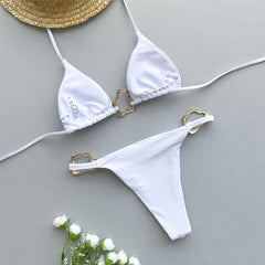 Biquíni Cortininha Com Detalhes Dourados Joyce