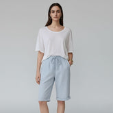 Bermuda Feminina Soltinha Algodão Azul Belle