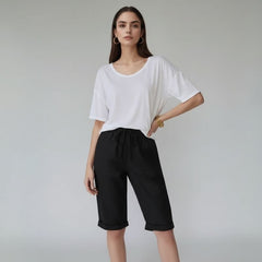 Bermuda Feminina Soltinha Algodão Preta Belle