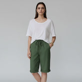 Bermuda Feminina Soltinha Algodão Verde Belle