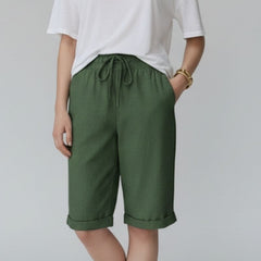 Bermuda Feminina Soltinha Algodão Verde Belle