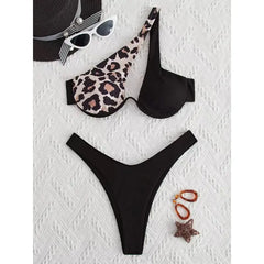 Biquíni Meia Taça Asa Delta Com Bojo Carla Leopardo Bicolor- Coradon