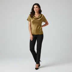 Blusa De Seda Feminina Amarelo Mostarda Caryne