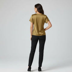 Blusa De Seda Feminina Amarelo Mostarda Caryne