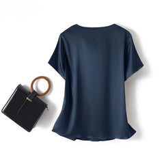 Blusa De Seda Feminina Azul Caryne