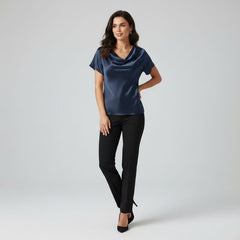 Blusa De Seda Feminina Azul Caryne