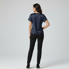 Blusa De Seda Feminina Azul Caryne