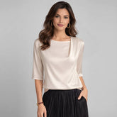 Blusa De Seda Feminina Bege Kloe