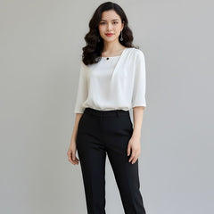 Blusa De Seda Feminina Branca Kloe