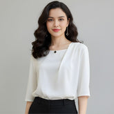 Blusa De Seda Feminina Branca Kloe