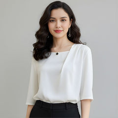 Blusa De Seda Feminina Branca Kloe